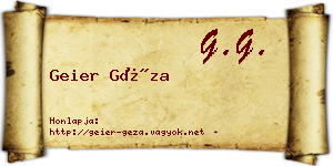 Geier Géza névjegykártya